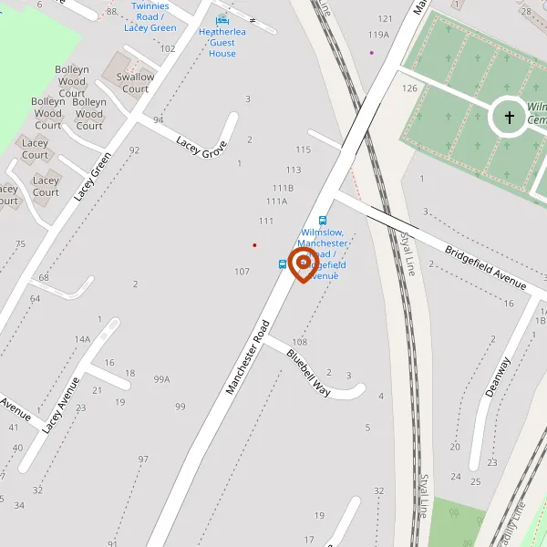 Map showing approximate location: Long Stone Manor, 107-109, Manchester Road, Wilmslow, Cheshire, SK9 2JH