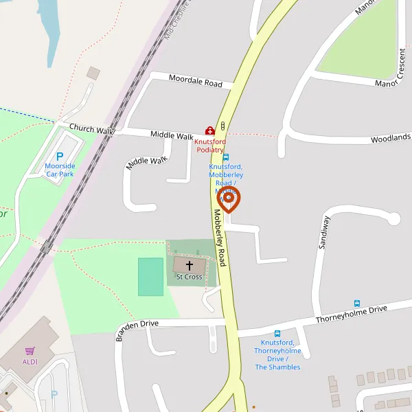 Map showing approximate location: 68, Mobberley Road, Knutsford, Cheshire, WA16 8EL