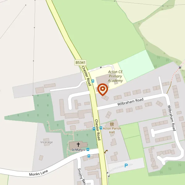 Map showing approximate location: Land Off, Chester Road, Acton