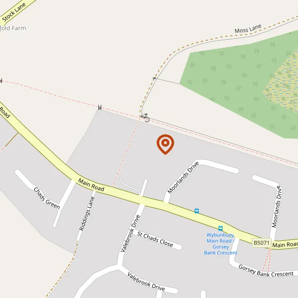 Map showing approximate location: Moss Bank Cottage, Main Road, Wybunbury, CW5 7LW