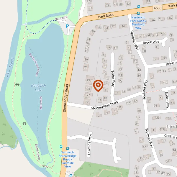 Map showing approximate location: 75, Shrewbridge Road, Nantwich, Cheshire, CW5 7AE