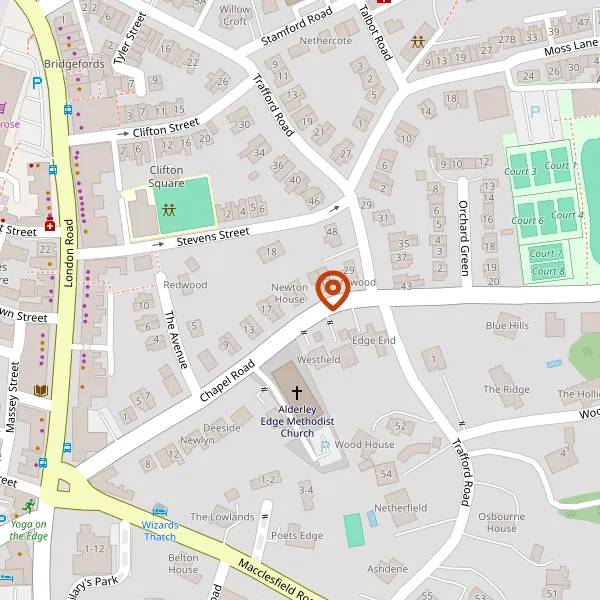 Map showing approximate location: Newton House, 21, Chapel Road, Alderley Edge, Wilmslow, Cheshire, SK9 7DX
