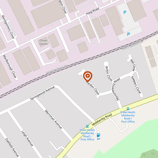 Map showing approximate location: 27, Mardon Close, Knutsford, Cheshire, Wa16 8Xt