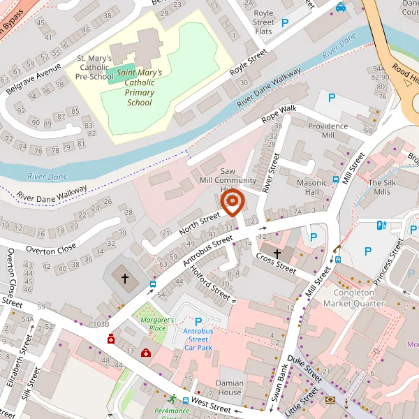 Map showing approximate location: Former Valley Manufacturing Site, 11 - 13A North Street, Congleton, CW12 1HF