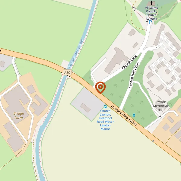 Map showing approximate location: Bridge Farm, Liverpool Road West, Church Lawton, Cheshire, ST7 3DE