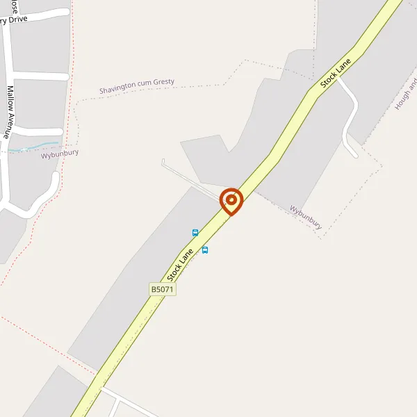 Map showing approximate location: 54, Stock Lane, Wybunbury, Cheshire, CW5 7EX