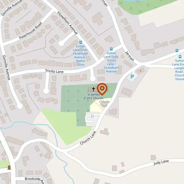 Map showing approximate location: St James Church, Church Lane, Sutton, Cheshire East, SK11 0EQ
