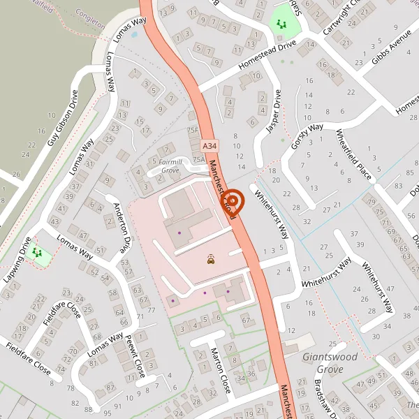 Map showing approximate location: 74, Manchester Road, Congleton, CW12 2HT