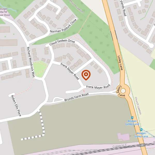 Map showing approximate location: Former Twyford Bathrooms Site, Frank Mayer Road, Alsager
