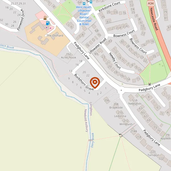 Map showing approximate location: Street Record, Buckthorn Grove, Congleton, Cheshire East, CW12 4XQ