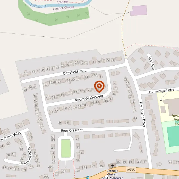 Map showing approximate location: 7, Riverside Crescent, Holmes Chapel, CW4 7NR